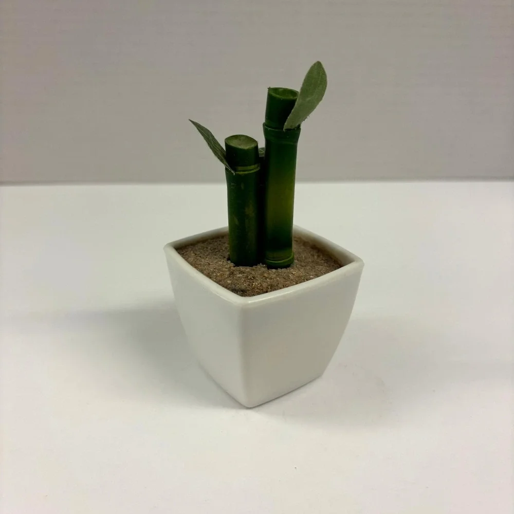 Greenbrier International Faux Bamboo Plant in White Pot 4.5